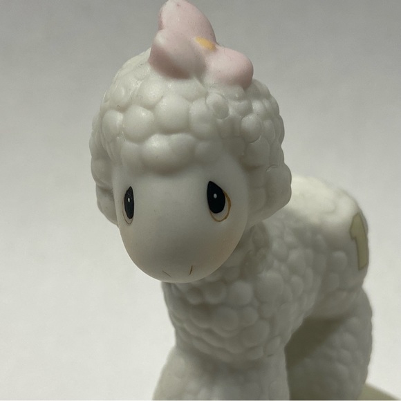 Precious Moments birthday train 1 lamb pink bow 1985. Happy Birthday Little Lamb - Picture 5 of 6